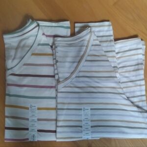 NWT Sonoma Bundle of 2 The Everday Tees T-Shirts Striped VNeck Casual Cotton PXL